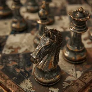 Weathered chess knight on a board — strategy before solutions
